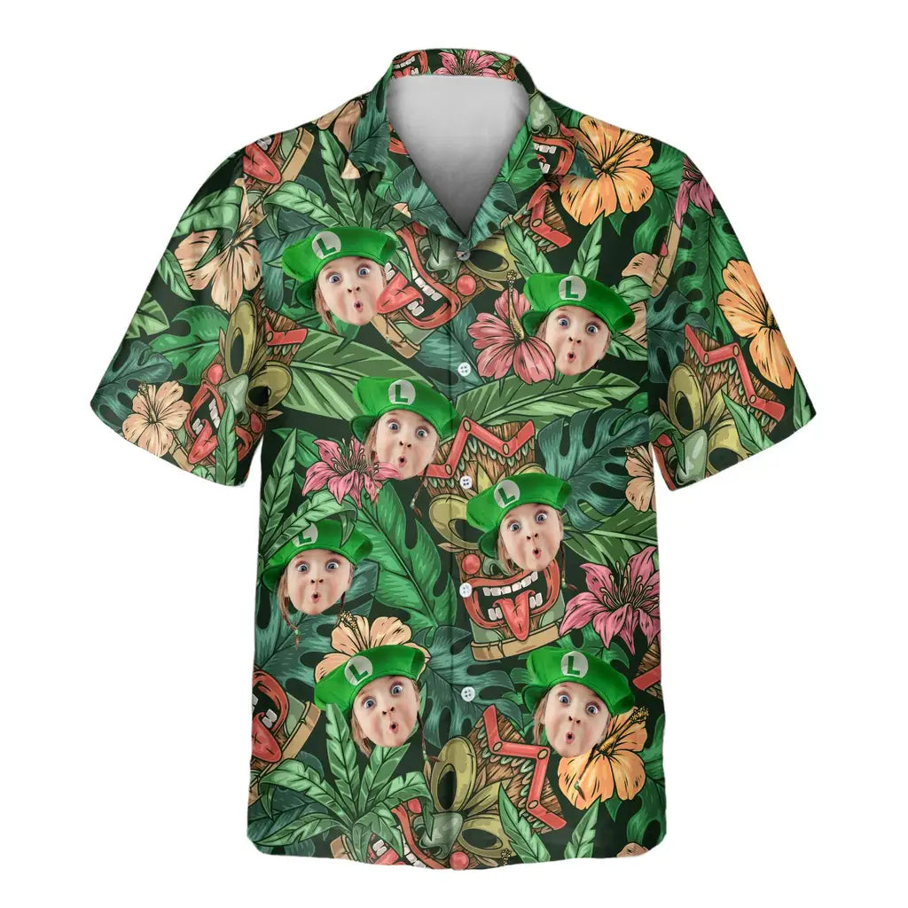 Custom Face &amp; Logo Aloha Vibes Hawaiian Shirt | Unique Summer Beach Gift for Men