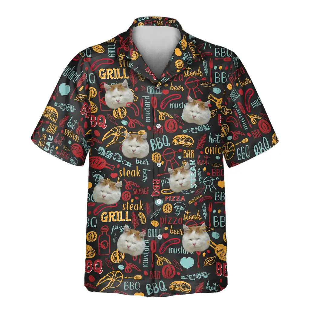 Custom Face &amp; Logo BBQ Royale Night Hawaiian Shirt | Perfect Backyard BBQ &amp; Summer Gathering