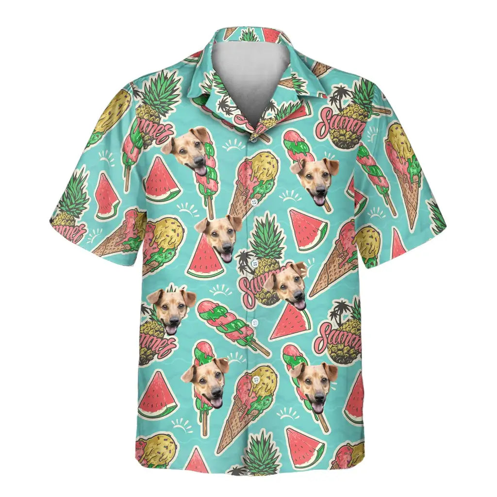 Custom Face &amp; Logo Beach Holiday Hawaiian Shirt | Unique Summer Beach Gift for Men