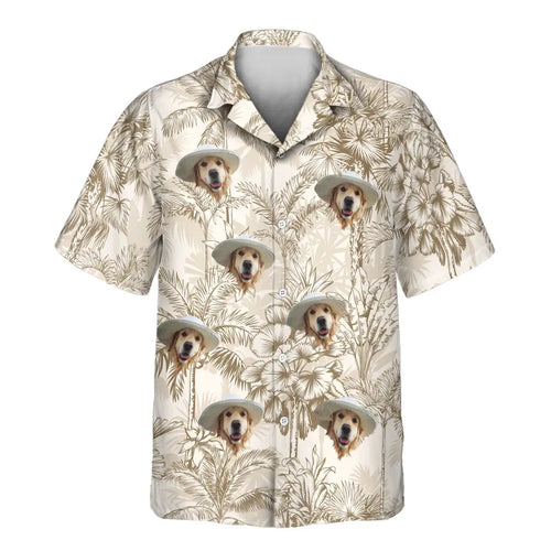 Custom Face &amp; Logo Beige Island Breeze Hawaiian Shirt | Unique Summer Beach Gift for Men