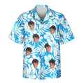 Custom Face &amp; Logo Blue Hibiscus Breeze Hawaiian Shirt | Custom Gift for Beach Vacation &amp; Cruises