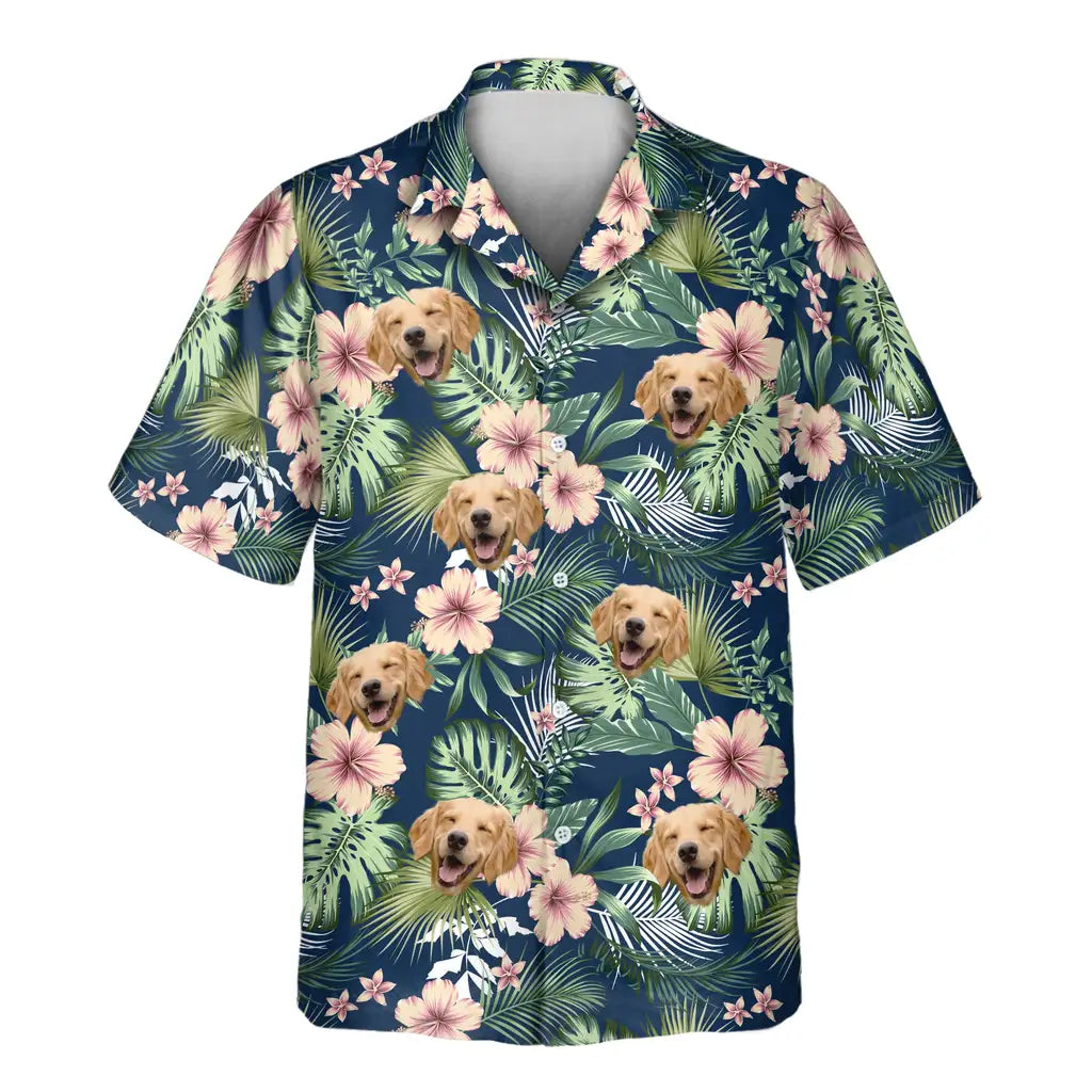 Custom Face &amp; Logo Botanical Tropical Florals Hawaiian Shirt | Custom Gift for Beach Vacation &amp; Cruises