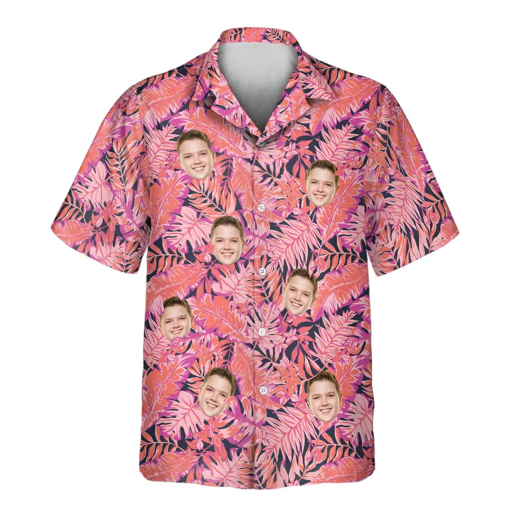 Custom Face &amp; Logo Bright Colorful Tropical Florals Hawaiian Shirt | Custom Gift for Beach Vacation &amp; Cruises