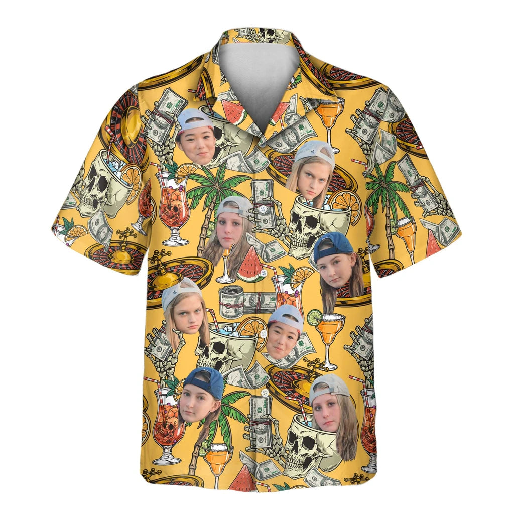 Custom Face &amp; Logo Casino Jackpot Hawaiian Shirt | Great for Casino Night &amp; Lucky Events