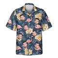 Custom Face &amp; Logo Flamingo &amp; Pineapple Paradise Hawaiian Shirt | Custom Gift for Beach Vacation &amp; Cruises