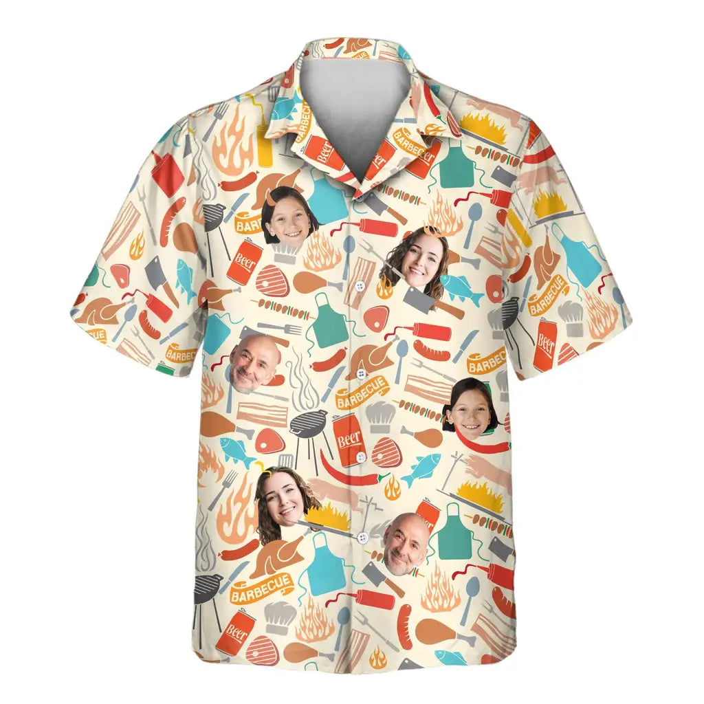 Custom Face &amp; Logo Grill Master Party Hawaiian Shirt | Perfect Backyard BBQ &amp; Summer Gathering