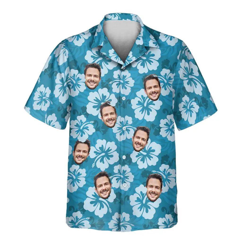 Custom Face &amp; Logo Hibiscus Island Dreams Hawaiian Shirt | Custom Gift for Beach Vacation &amp; Cruises