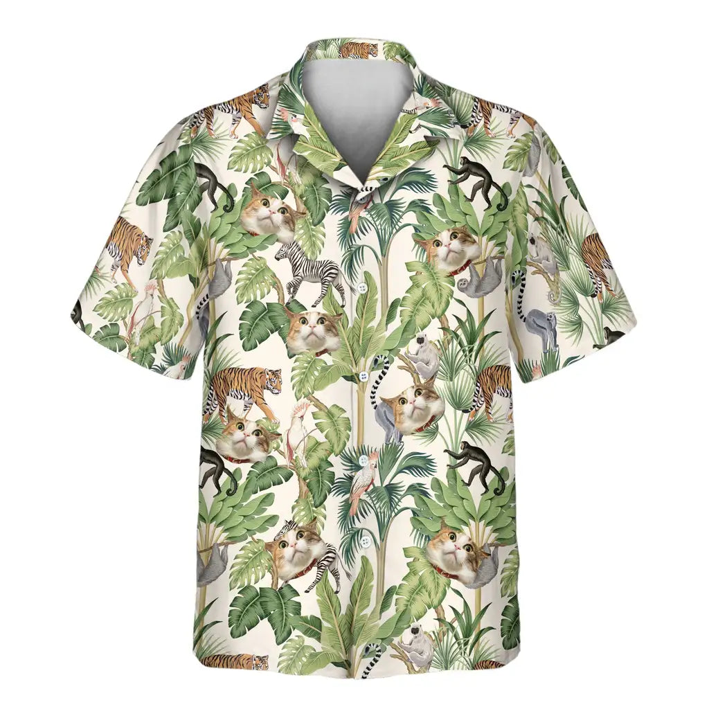 Custom Face &amp; Logo Jungle Jamboree Hawaiian Shirt | Unique Gift for Wildlife Lovers