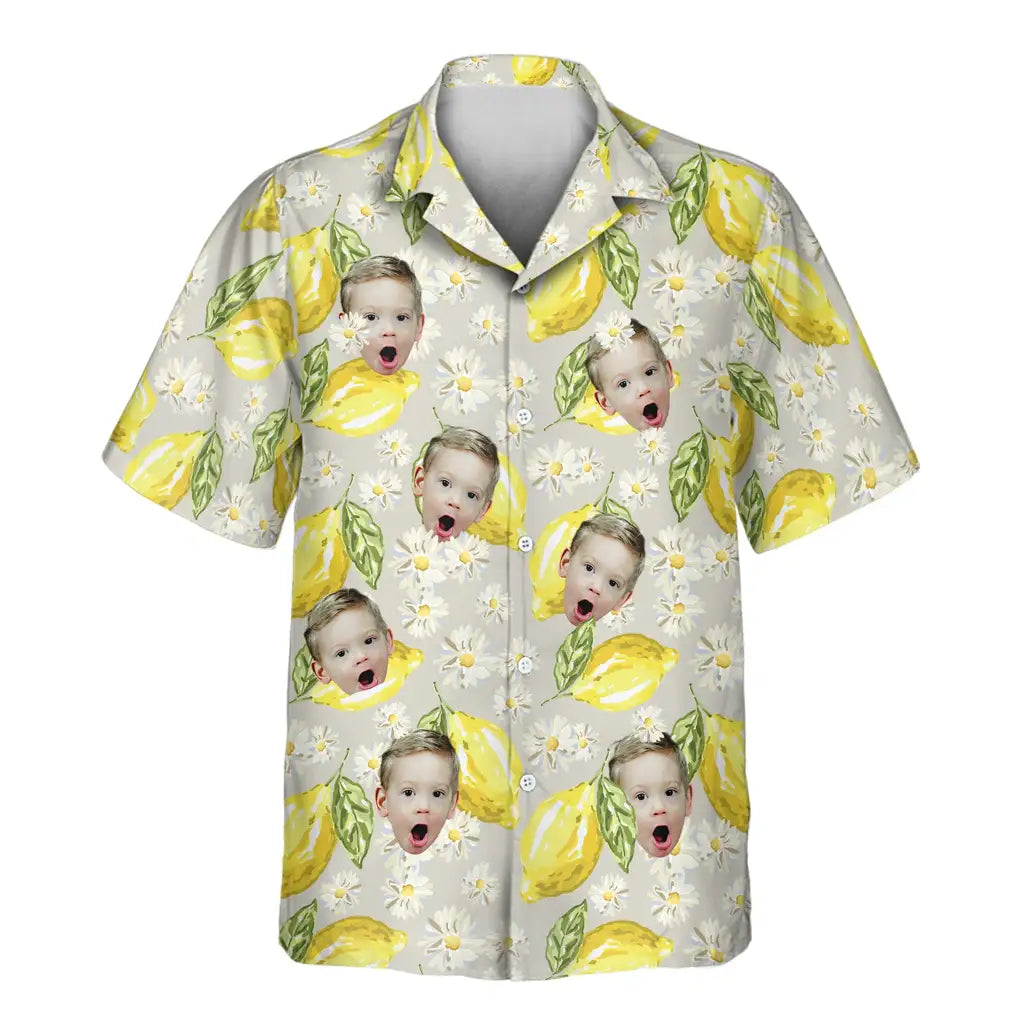 Custom Face &amp; Logo Lemon Grove Vibes Hawaiian Shirt | Fresh Summer Fruit Lover Gift