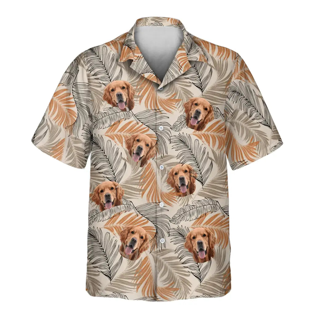 Custom Face &amp; Logo Lush Tropical Foliage Hawaiian Shirt | Unique Summer Beach Gift for Men