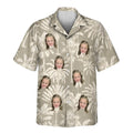 Custom Face &amp; Logo Monochrome Tropics in Cotton Grey Hawaiian Shirt | Minimalist Style Summer Gift