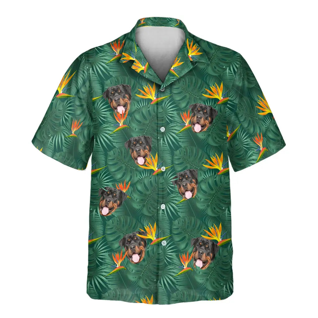 Custom Face &amp; Logo Monstera &amp; Paradise Hawaiian Shirt | Custom Gift for Beach Vacation &amp; Cruises