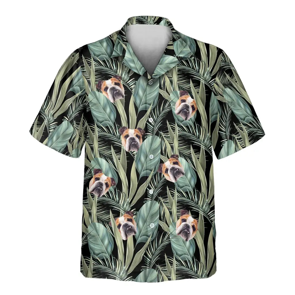 Custom Face &amp; Logo Palm Grove Hawaiian Shirt | Unique Summer Beach Gift for Men