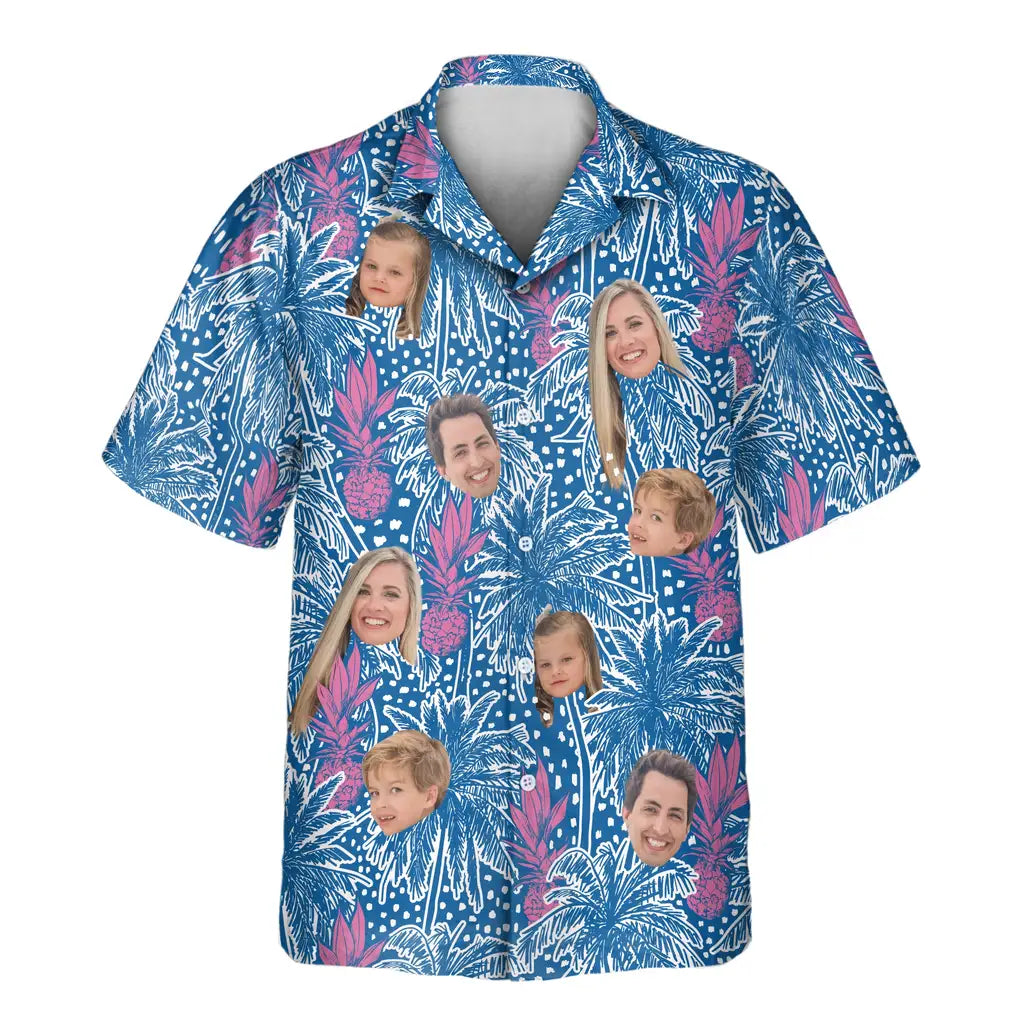 Custom Face &amp; Logo Pineapple Paradise Hawaiian Shirt | Fresh Summer Fruit Lover Gift