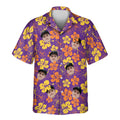 Custom Face &amp; Logo Purple Floral Hibiscus Hawaiian Shirt | Custom Gift for Beach Vacation &amp; Cruises