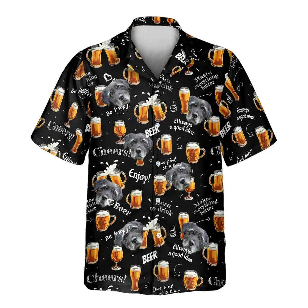 Custom Face &amp; Logo Raise A Toast Hawaiian Shirt | Unique Summer Beach Gift for Men