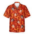 Custom Face &amp; Logo Red and Orange Tropical Silhouettes Hawaiian Shirt | Unique Summer Beach Gift for Men