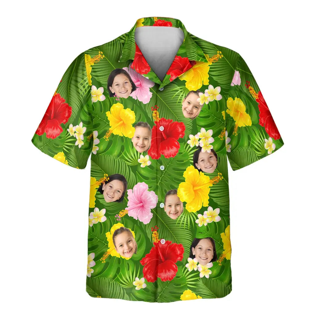 Custom Face &amp; Logo Summer Tropical Hawaiian Shirt | Unique Summer Beach Gift for Men