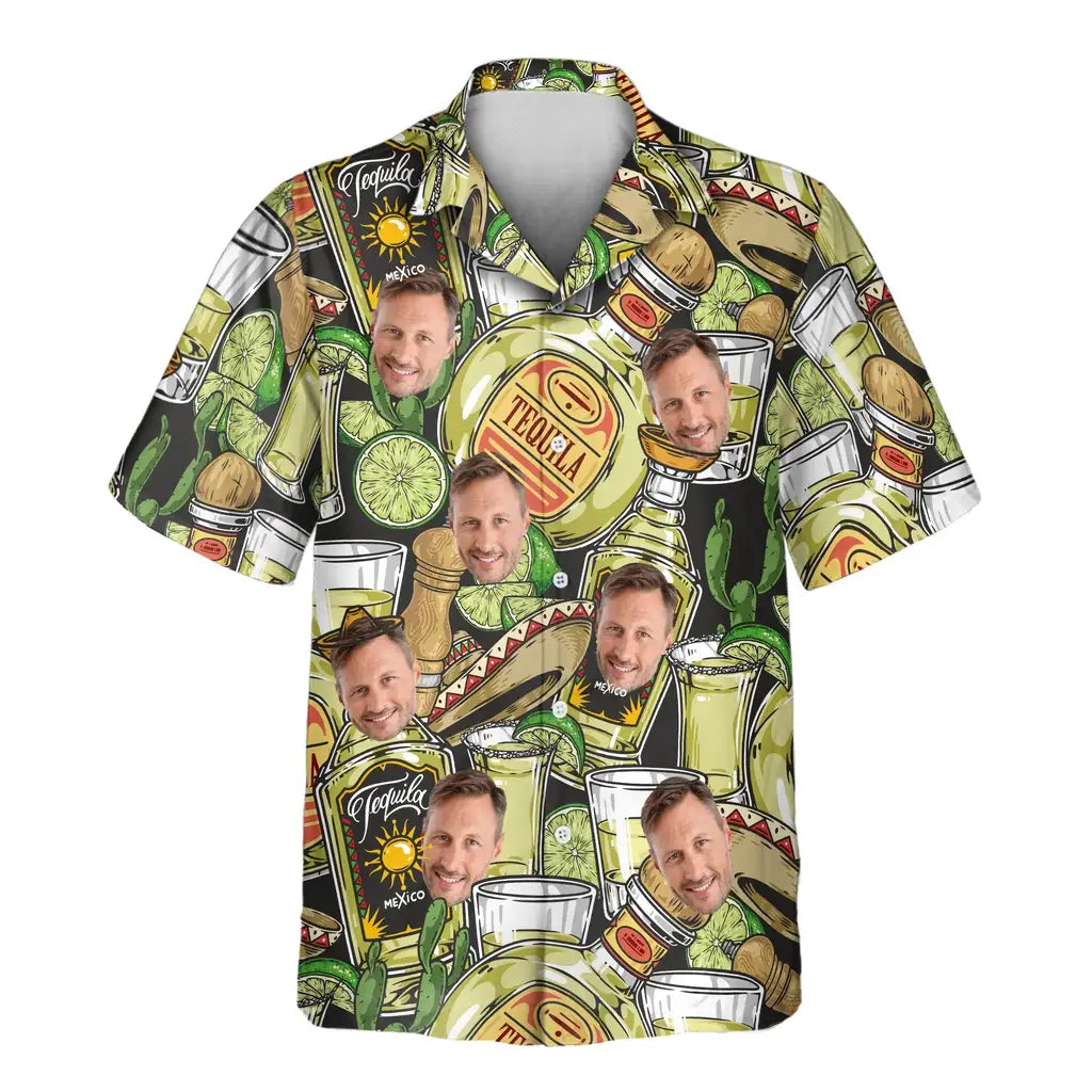 Custom Face &amp; Logo Tequila Tasting Hawaiian Shirt | Great Gift for Party Lovers &amp; Celebration