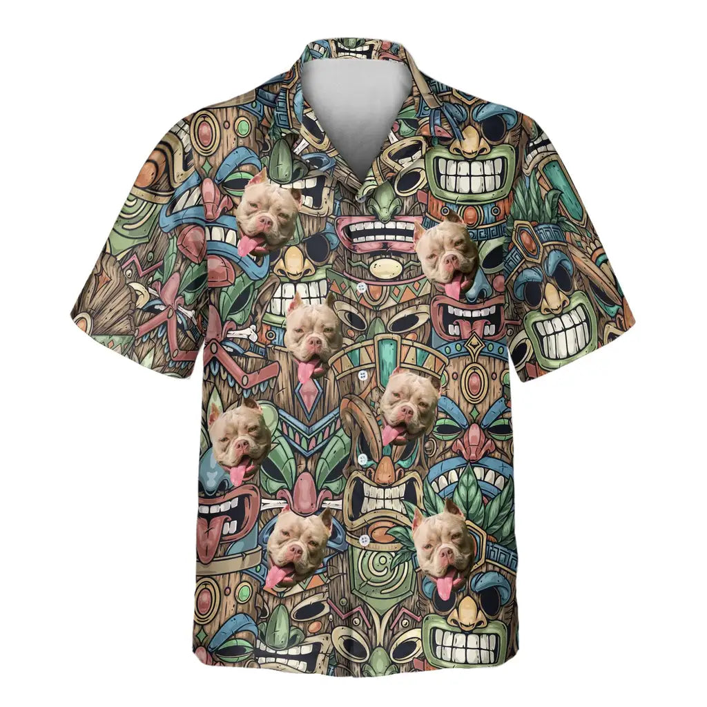 Custom Face &amp; Logo Tiki Island Vibes Hawaiian Shirt | Great for Themed Parties &amp; Group Events