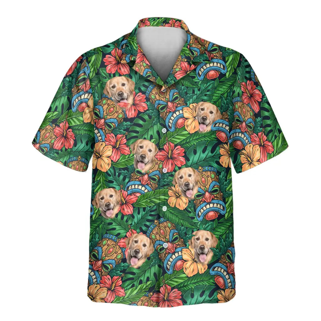 Custom Face &amp; Logo Tiki Paradise Warrior Hawaiian Shirt | Great for Themed Parties &amp; Group Events