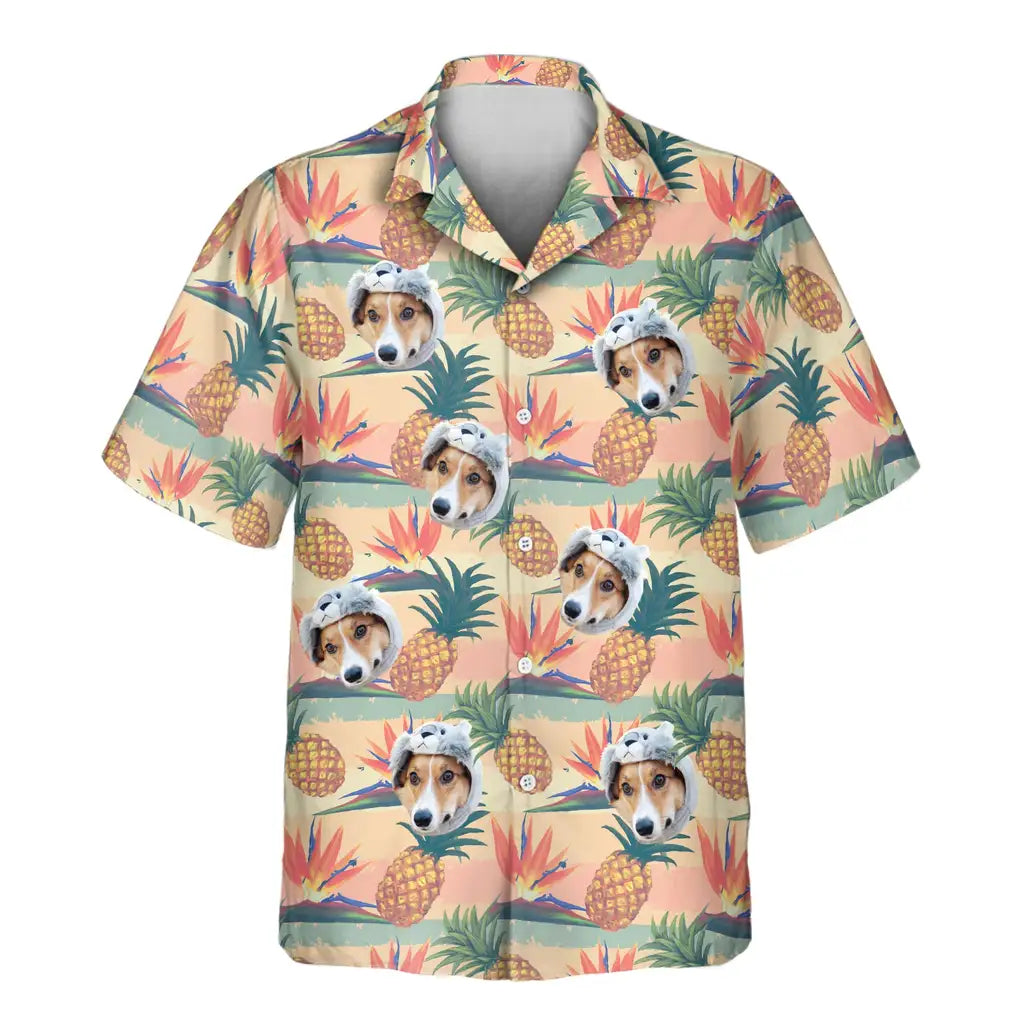 Custom Face &amp; Logo Tropical Bloom Hawaiian Shirt | Custom Gift for Beach Vacation &amp; Cruises