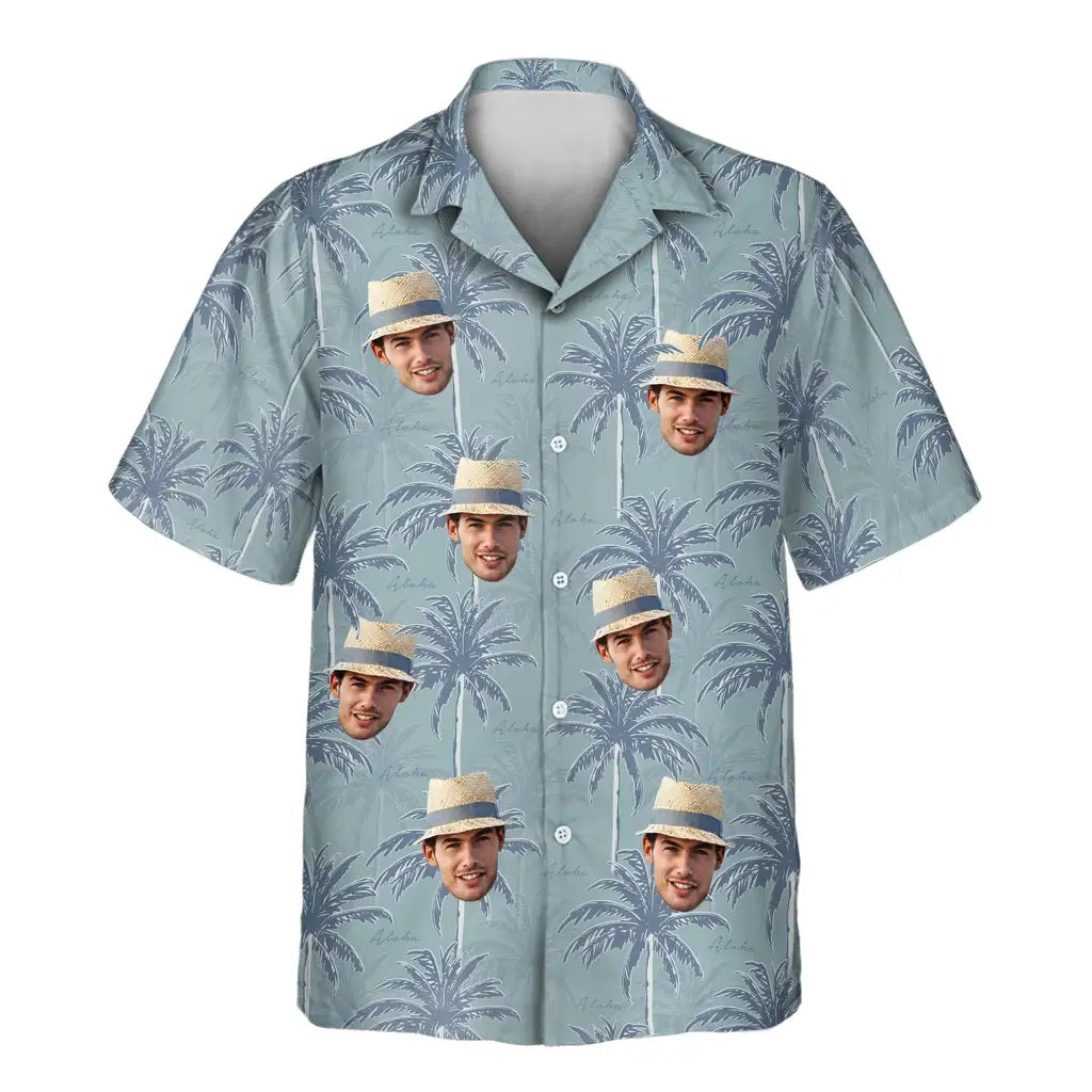 Custom Face &amp; Logo Tropical Breeze Hawaiian Shirt | Unique Summer Beach Gift for Men