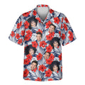 Custom Face &amp; Logo Red Hibiscus Tropics Hawaiian Shirt | Custom Gift for Beach Vacation &amp; Cruises