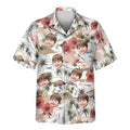 Custom Face &amp; Logo Vintage Island Palm Hibiscus Hawaiian Shirt | Perfect Vacation &amp; Tropical Party Wear
