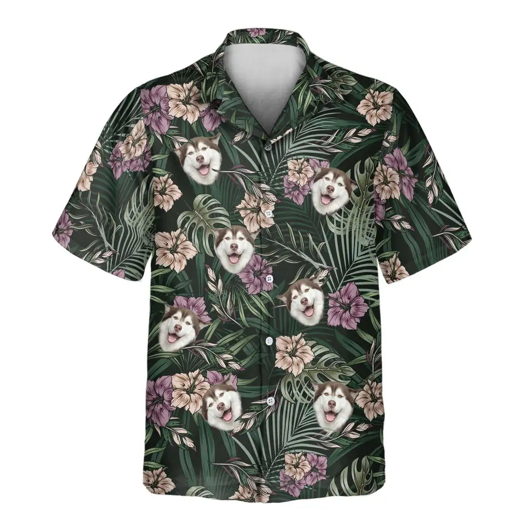 Custom Face &amp; Logo Vintage Tropical Natural Hawaiian Shirt | Perfect Vacation &amp; Tropical Party Wear