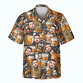 Custom Face &amp; Logo Whiskey &amp; Skulls Retro Hawaiian Shirt | Perfect Vacation &amp; Tropical Party Wear