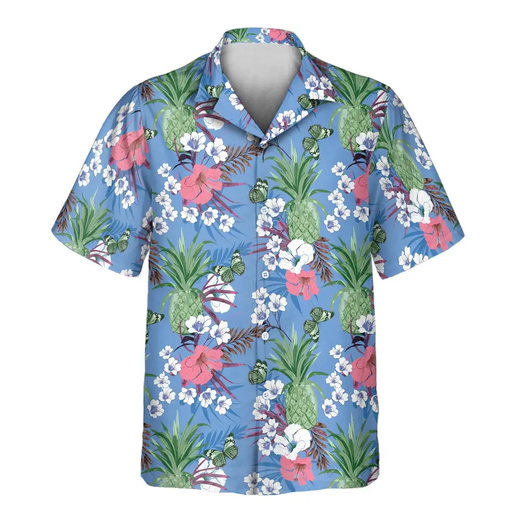 Custom Face &amp; Logo Aloha Bloom Hawaiian Shirt | Custom Gift for Beach Vacation &amp; Cruises