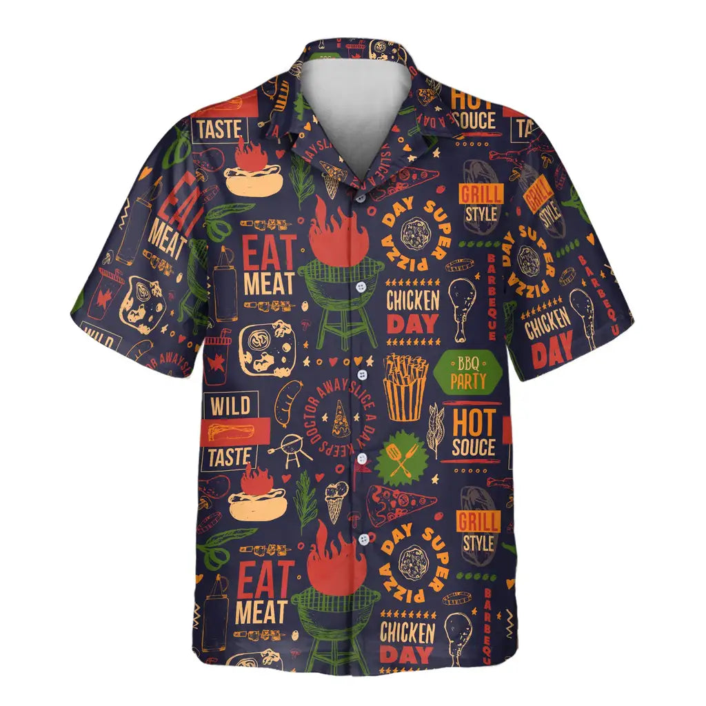 Custom Face &amp; Logo BBQ Feast Paradise Hawaiian Shirt | Perfect Backyard BBQ &amp; Summer Gathering