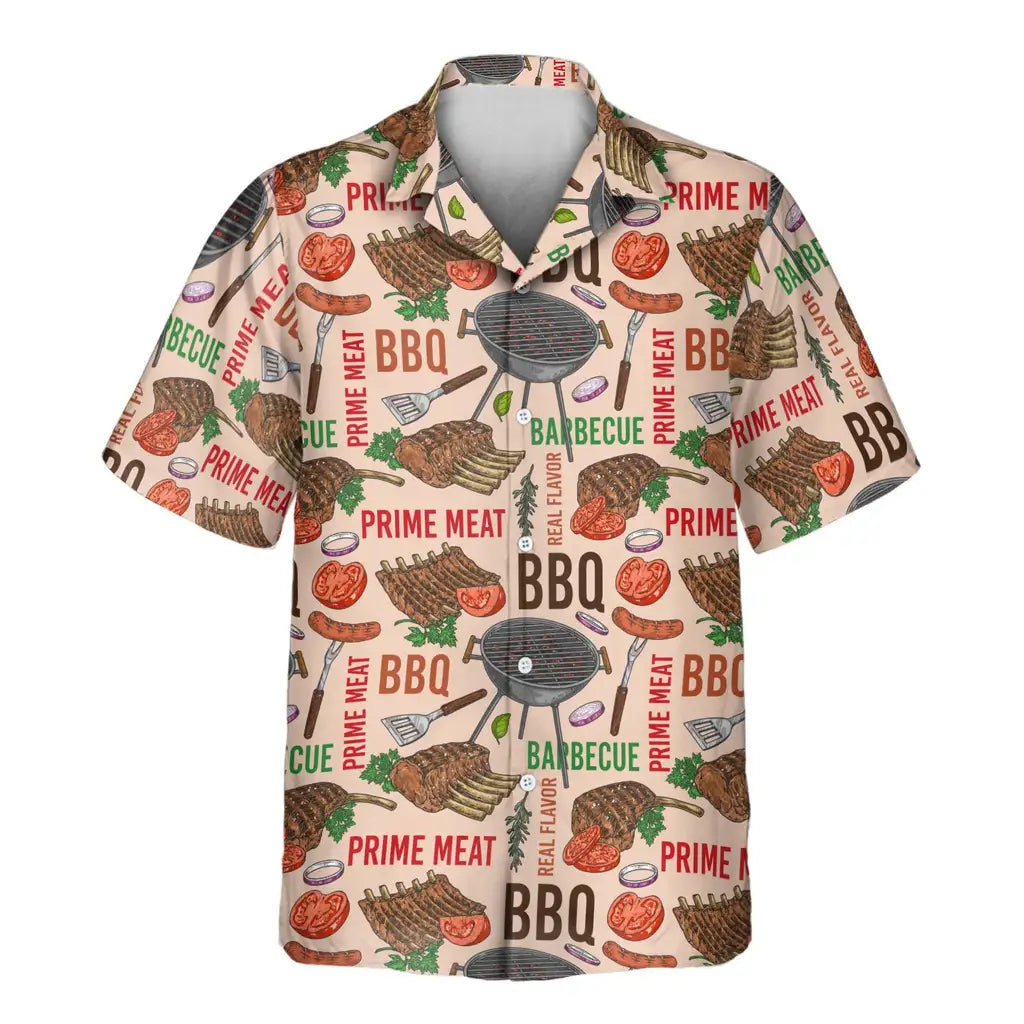 Custom Face &amp; Logo Barbecue Time Hawaiian Shirt | Perfect Backyard BBQ &amp; Summer Gathering