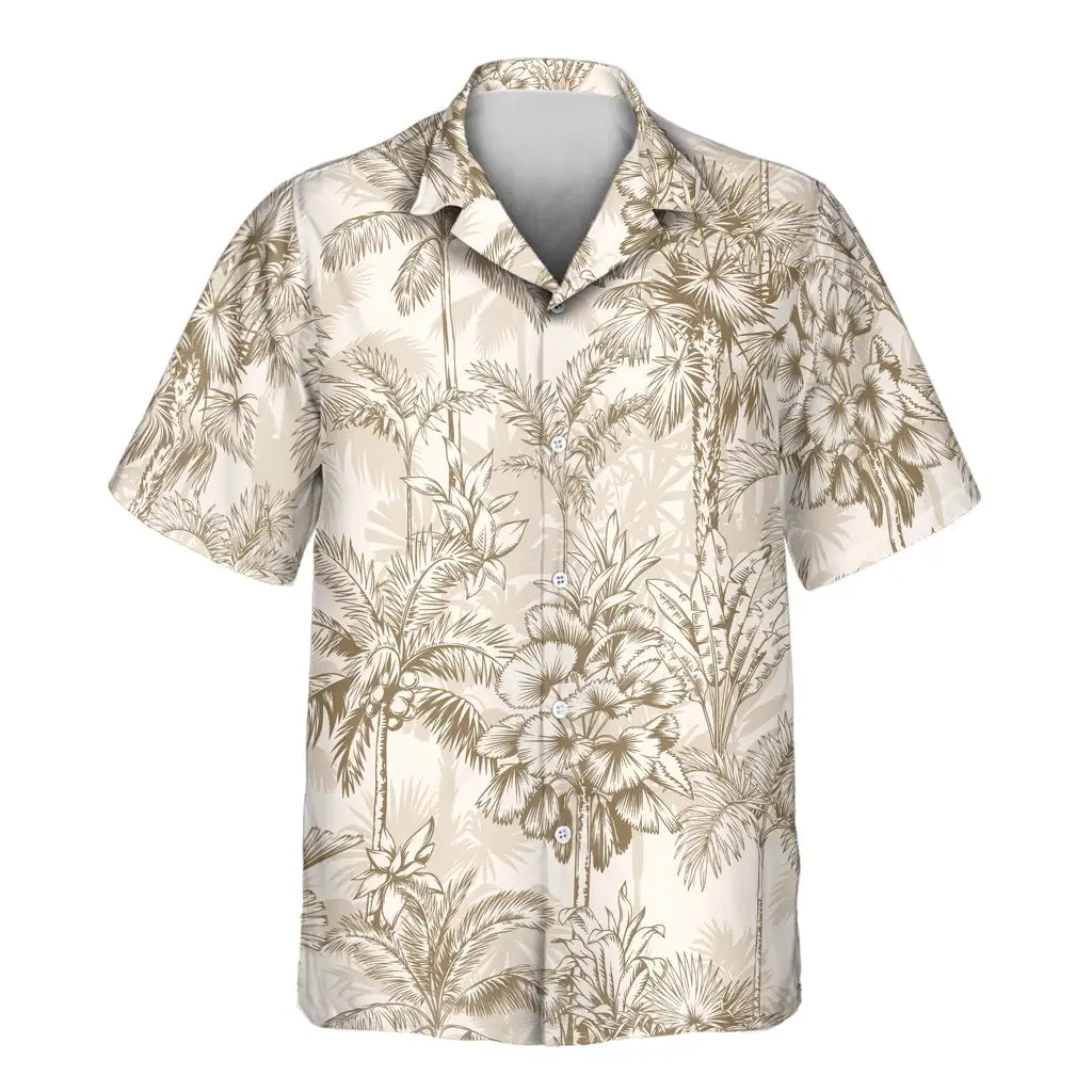 Custom Face &amp; Logo Beige Island Breeze Hawaiian Shirt | Unique Summer Beach Gift for Men