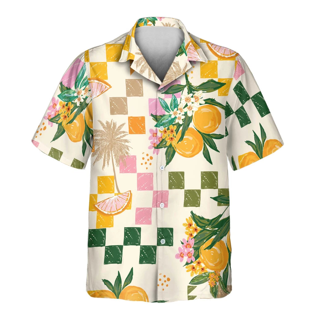 Custom Face &amp; Logo Citrus Splash Hawaiian Shirt | Fresh Summer Fruit Lover Gift