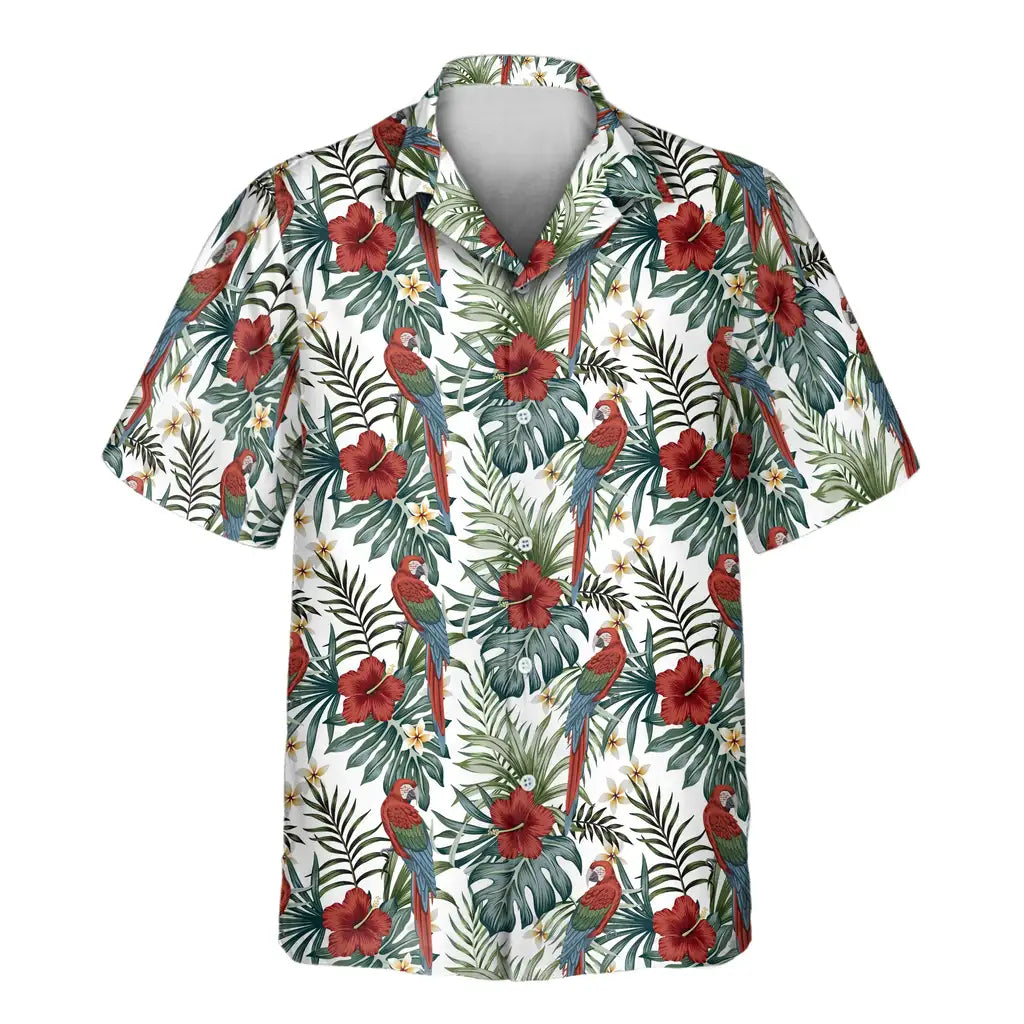 Custom Face &amp; Logo Floral Macaw Magic Hawaiian Shirt | Custom Gift for Beach Vacation &amp; Cruises