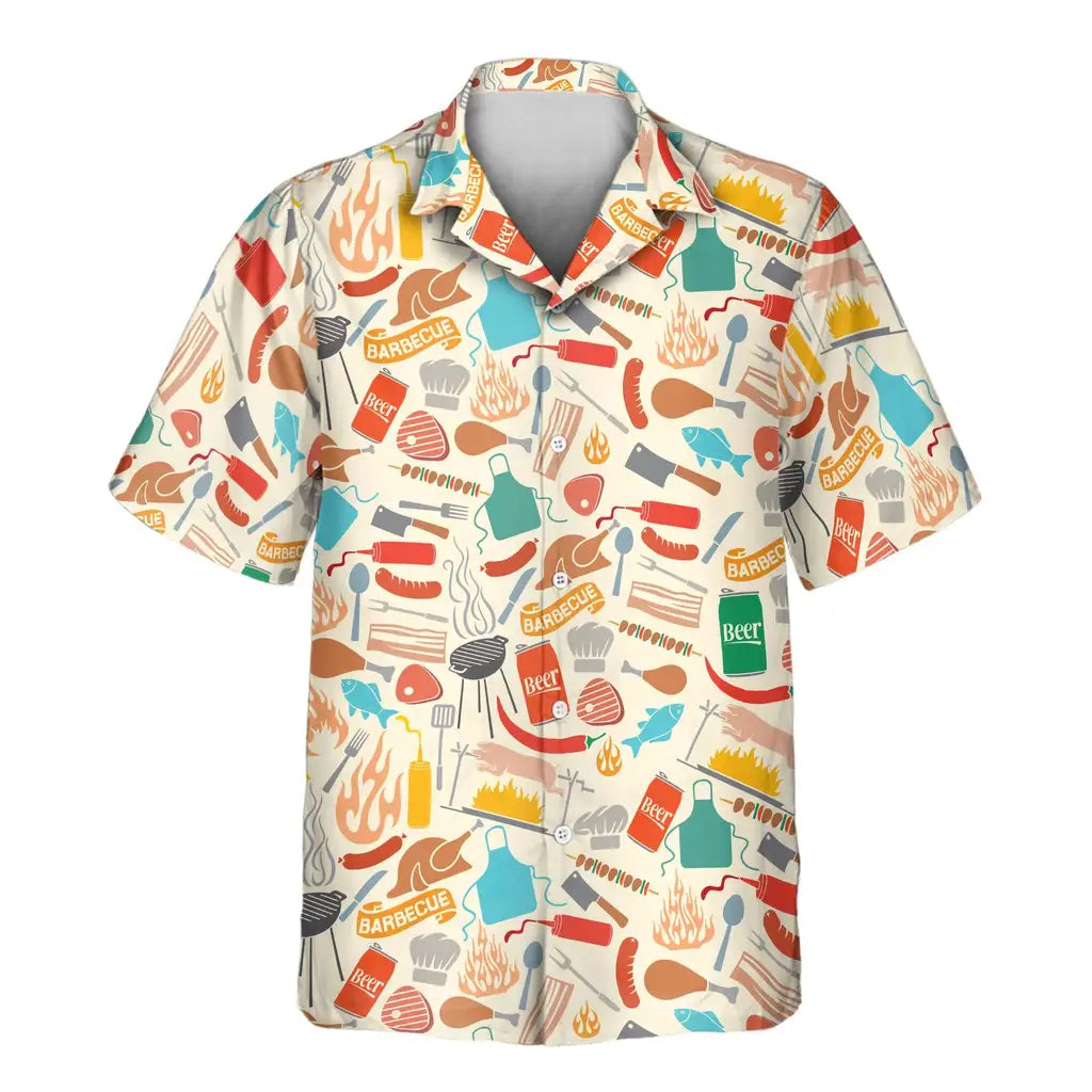 Custom Face &amp; Logo Grill Master Party Hawaiian Shirt | Perfect Backyard BBQ &amp; Summer Gathering
