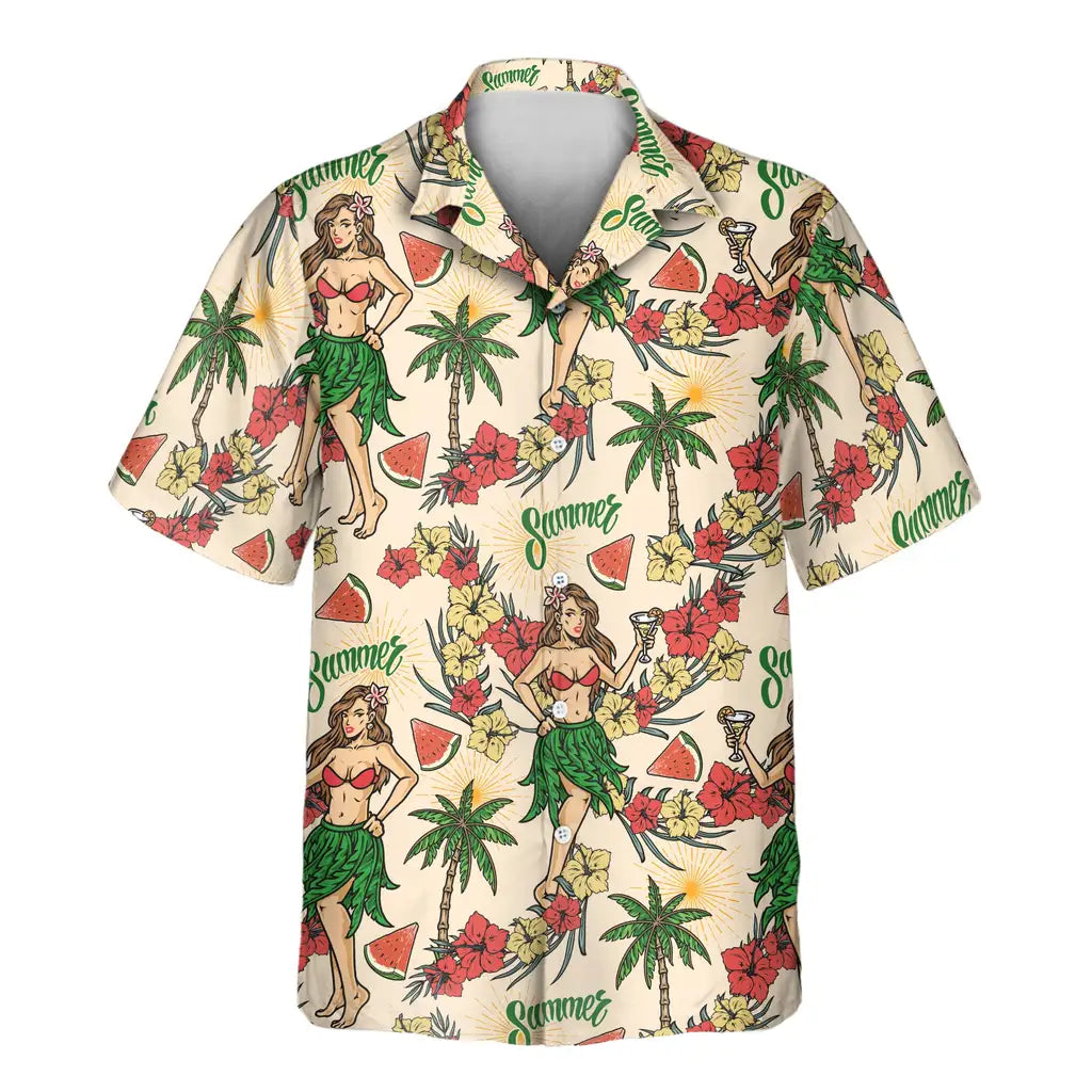 Custom Face &amp; Logo Island Party Vibes Hawaiian Shirt | Unique Summer Beach Gift for Men