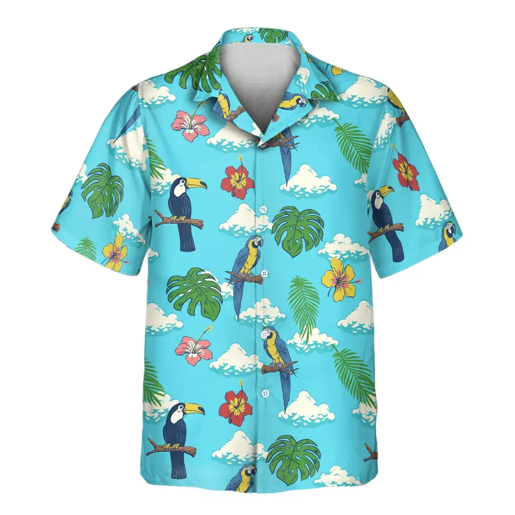 Custom Face &amp; Logo Jungle Bird Paradise Hawaiian Shirt | Unique Gift for Wildlife Lovers