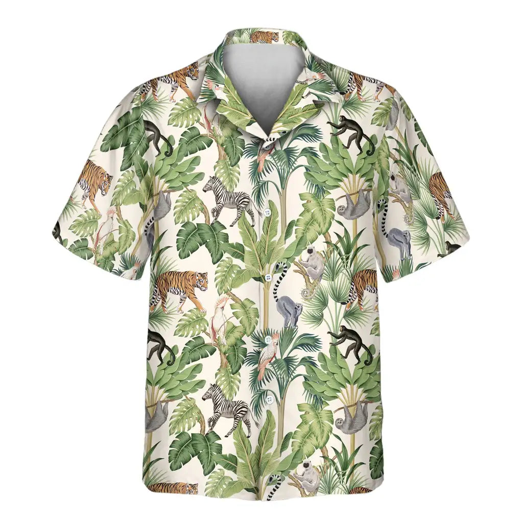 Custom Face &amp; Logo Jungle Jamboree Hawaiian Shirt | Unique Gift for Wildlife Lovers