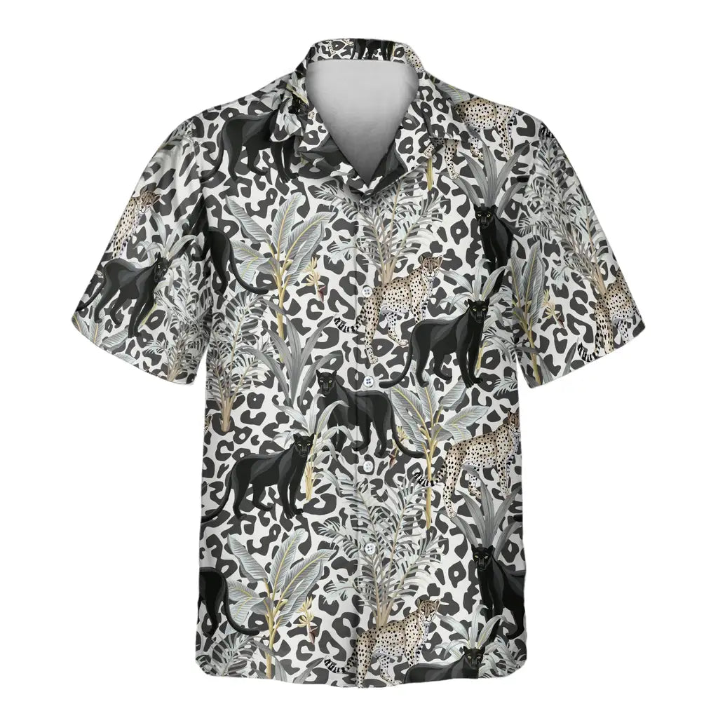 Custom Face &amp; Logo Jungle Prowl Hawaiian Shirt | Unique Gift for Wildlife Lovers