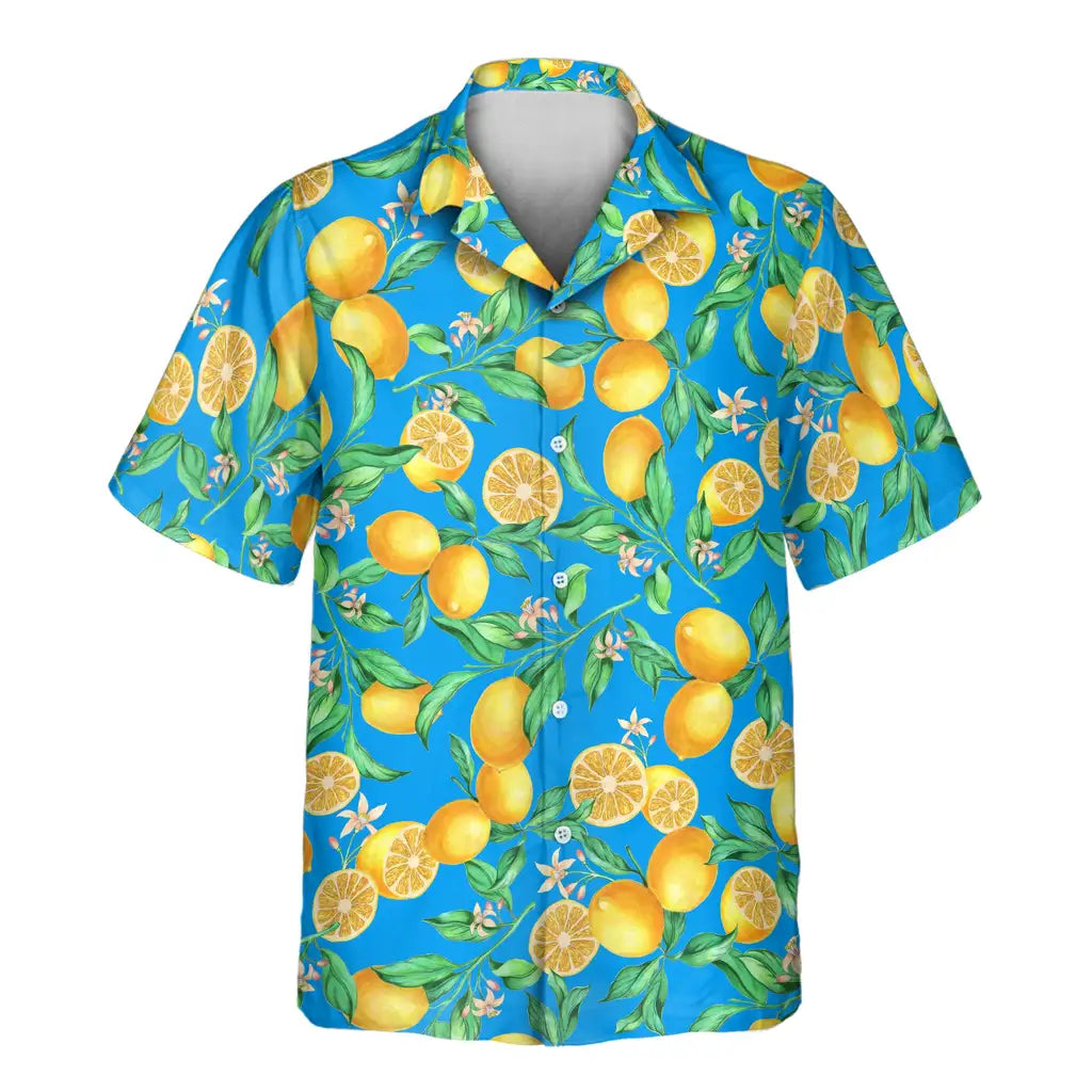 Custom Face &amp; Logo Lemon Grove Breeze Hawaiian Shirt | Fresh Summer Fruit Lover Gift