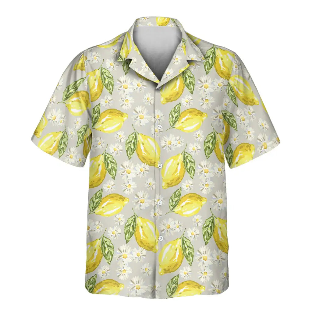 Custom Face &amp; Logo Lemon Grove Vibes Hawaiian Shirt | Fresh Summer Fruit Lover Gift