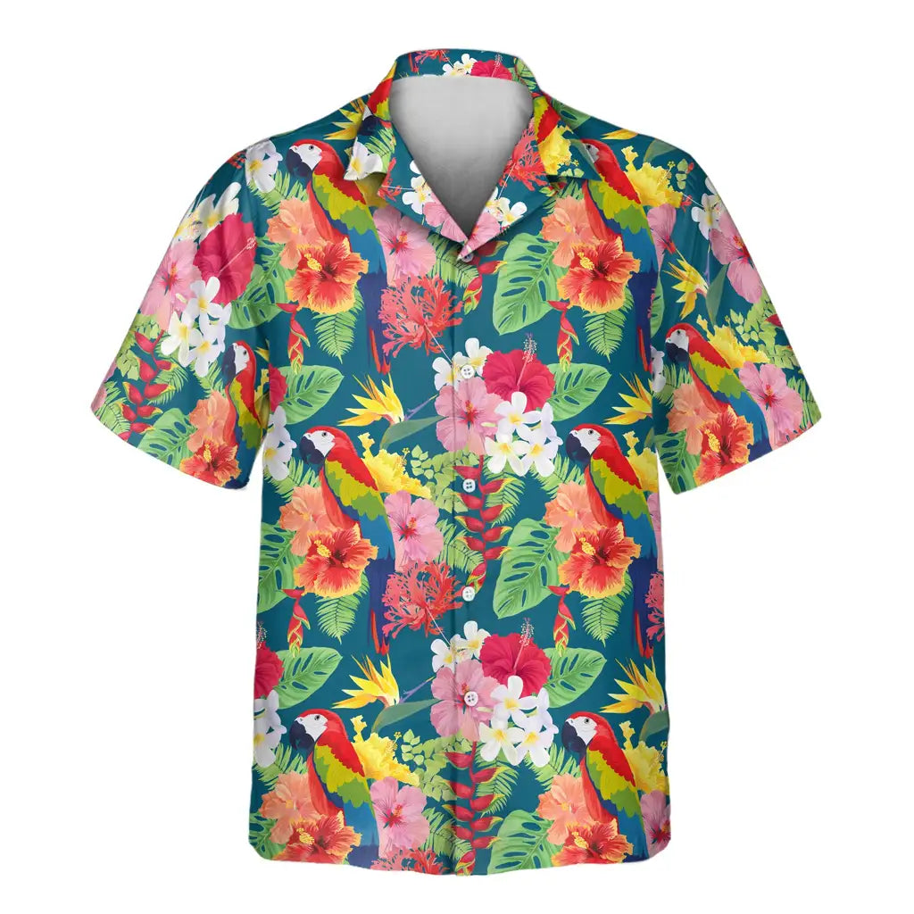 Custom Face &amp; Logo Macaw Jungle Vibes Hawaiian Shirt | Unique Gift for Wildlife Lovers