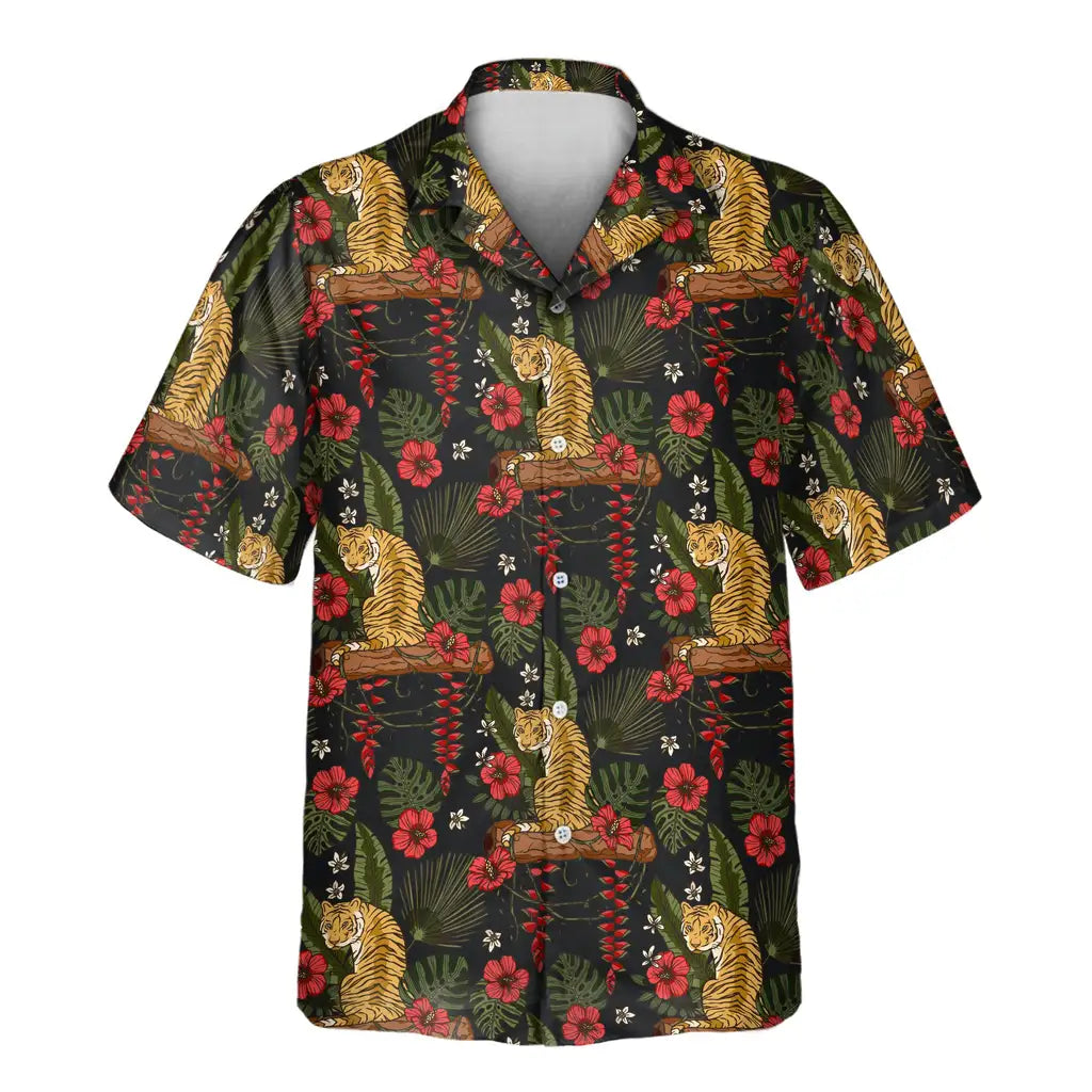 Custom Face &amp; Logo Majestic Jungle Tiger Hawaiian Shirt | Unique Gift for Wildlife Lovers