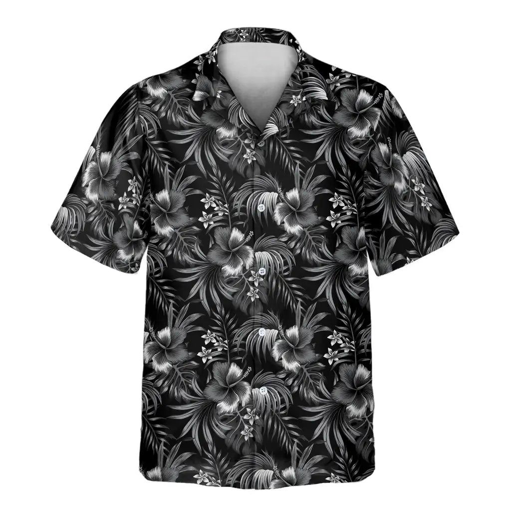 Custom Face &amp; Logo Midnight Hibiscus Paradise Hawaiian Shirt | Custom Gift for Beach Vacation &amp; Cruises