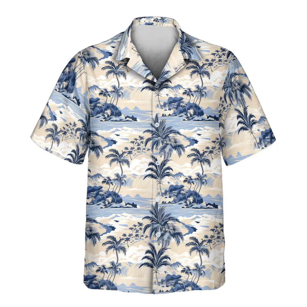 Custom Face &amp; Logo Nostalgic Tropical Paradise Hawaiian Shirt | Personalized Summer Gift for Dad &amp; Friends