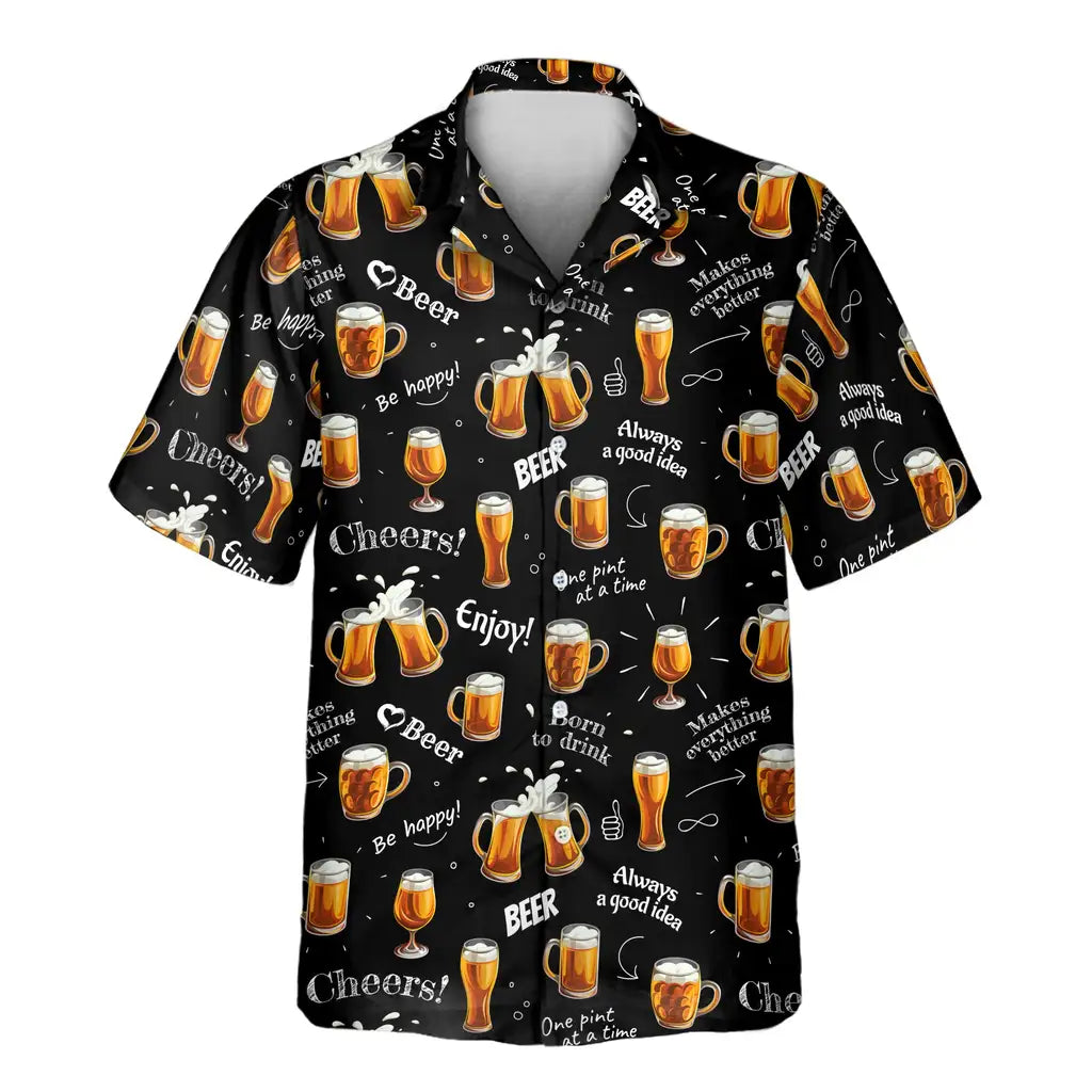 Custom Face &amp; Logo Raise A Toast Hawaiian Shirt | Unique Summer Beach Gift for Men