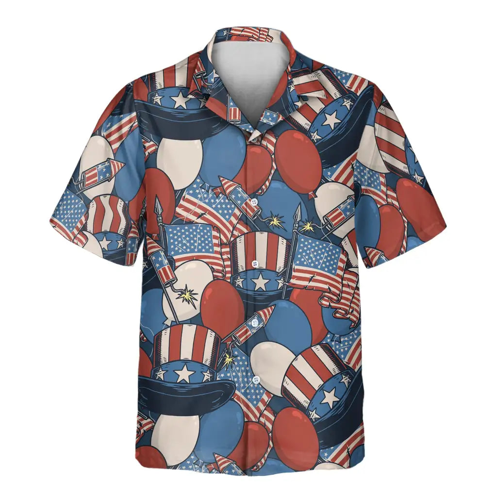Custom Face &amp; Logo Retro American Patriotism Hawaiian Shirt | Perfect Vacation &amp; Tropical Party Wear